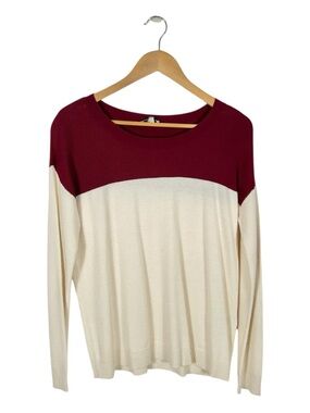 Joie Nylon Red Cream Colorblock Pattern Sweater Size Medium